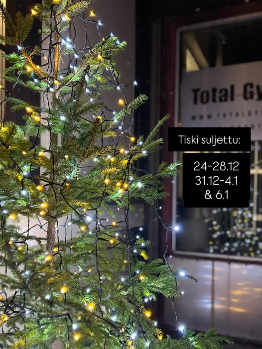 Henkilökuntamme viettää joululomaa joten tiski poikkeuksellisesti KIINNI: 24.12-28.12 31.12-4.1 & 6.1 Avainkortilla kuitenkin reenaamaan vaikka joka päivä 04:00-23:59 🎅🏼