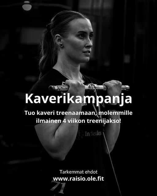 Tuo ystäväsi jäseneksi – molemmille 4 viikkoa treeniä ilmaiseksi 💪 Treenaaminen on aina mukavampaa kaverin kanssa. Kun tuot ystäväsi Fit Raision jäseneksi, saatte molemmat 4 viikon treenit veloituksetta! Uusi jäsen saa edun käyttöönsä heti. Nykyinen jäsen saa seuraavan laskuttamattoman kauden veloituksetta. 👉 Tarkemmat ehdot löydät osoitteesta www.raisio.ole.fit Tervetuloa treenaamaan! #fitraisio #kuntosali #sali #salitreeni #treeni #raisio #turku #olefit