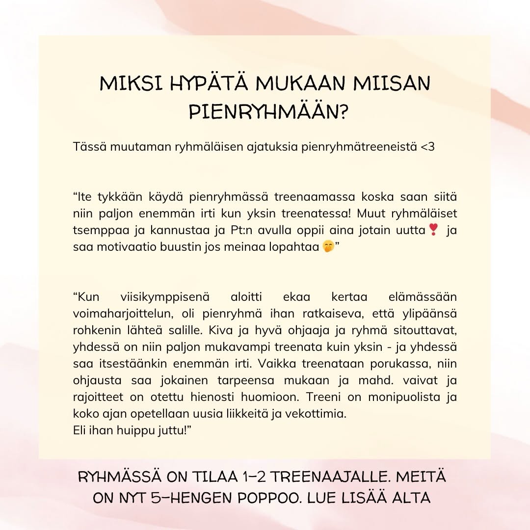 Pienryhmäharjoitukset ja valmennus Puntit.fi.