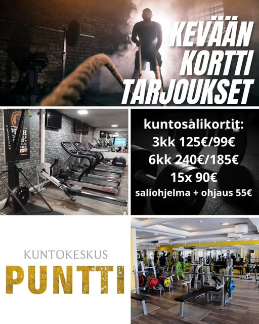 Kesällä on hyvää aikaa treenata ja pitää lihaskuntoa yllä. Satoi tai paistoi, sisällä treeni sujuu aina suunnitelmien mukaan🌤️🌧️🌦️. Jos lihakset kaipaavat uutta ärsykettä ja treeni maistuu vähän puulta, tartu saliohjelma tarjoukseen ja tehdään mielekäs ja innostava ohjelma sinulle🏋️