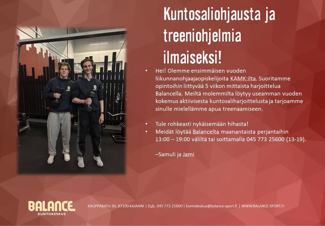 Kuntosaliohjaajat ja treeniohjelma Puntit.fi, Kaukajärvi, Tampere.