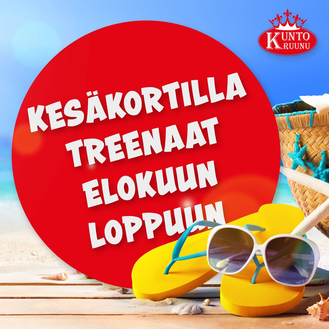 Kesätreenit haltuun huippuhinnalla! 😎 Kesäkortilla treenaat läpi suven, edullisella kertamaksulla elokuun loppuun saakka. Mitä ripeämmin tartut tarjoukseen, sitä suurempi on säästö. Parhaimmillaan saat siis neljä kuukautta kolmen hinnalla! Jäsenyys on määräaikainen, eikä jatku automaattisesti. Onko esim virike-etua plakkarissa ja haluat hoitaa salimaksut pidemmäksi aikaa? Toukokuun ajan myynnissä myös loppuvuoden jäsenyydet sopivalla kertamaksualennuksella, eli määräaikainen salikortti 31.12.2026 asti! Ja laitetaan vielä vuosikortitkin tarjolle! Katso tarjoukset ja osta: kuntokruunu.fi/kesakortit/