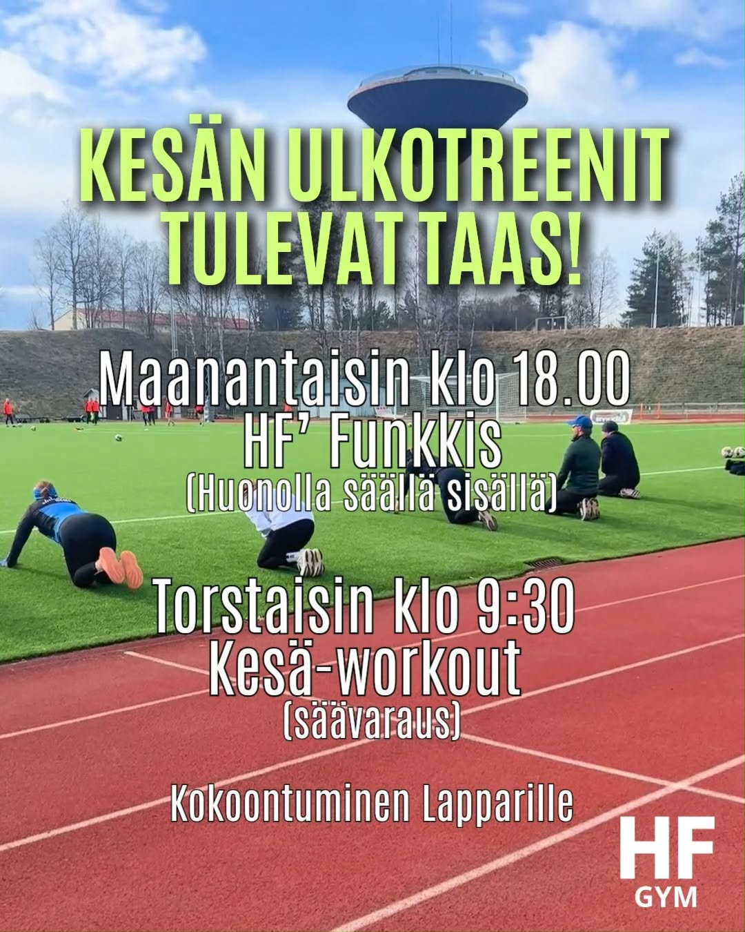Kesälukkari tuo mukanaan paljon toivottuja ulkotreenejä! ☀🤩 Maanantai-iltaan klo 18.00 palaa paljon toivottu HF' Funkkis! Funkkis on toiminnallinen kiertoharjoittelutreeni, jossa saat treenin koko kropalle monipuolisten ja tehokkaiden liikkeiden avulla. Funkkis sopii kaikille, sillä liikkeet tehdään aina oman kuntotason mukaan. Sateisella säällä tunti pidetään kellarin salissa. Torstaiaamuun klo 9.30 saapuu uutuutena Kesä-Workout! Tällä tunnilla pääset kehittämään sekä lihaskuntoa että kestävyyttä monipuolisilla, kaikille sopivilla treeneillä. Kesä-workoutissa säävaraus! Tunneille kokoonnutaan aina Lapparille ja lähdetään ohjaajan matkassa ulos 😎🔅 Tervetuloa treenaamaan myös ulkona!