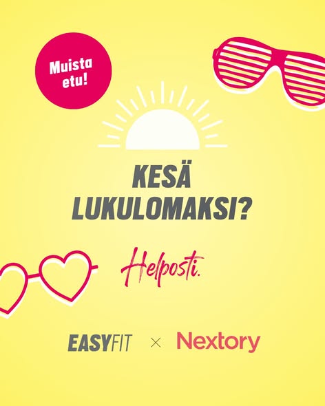 Yhteistyössä EasyFit x Nextory 📚🎧 Tunnelmaa kesätreeneihin tarinoiden avulla! ☀️ Anna motivaation kasvaa hyvän kirjan avulla sekä treenatessa, että vapaa-ajalla. Voit vielä toukokuun loppuun asti lunastaa 50 päivää ilmaista luku- ja kuunteluaikaa Nextoryssa – etu nyt myös palaaville käyttäjille! Täydellinen kumppani salille, lenkille ja palautumiseen. 👉 www.nextory.fi/easyfit50 Etu on voimassa 31.5.2026 asti Nextoryn uusille ja palaaville käyttäjille, joilla ei ole ollut Nextory-tilausta viimeisen 6 kk aikana. Kirjavinkit kesälomalle: 💥 Jørgen Jæger – Hirviö Anne siirretään tyttärineen syrjäiseen Ramnesin kylään. Uusi henkilöllisyys ja tiukin turvaluokitus varmistavat heidän turvallisuutensa poliisin suojeluksessa. Silti Anne pelkää jatkuvasti entisen aviomiehensä kostoa. Hauras turvallisuudentunne särkyy, kun jokin säikäyttää hänen tyttärensä pahanpäiväisesti matkalla koulusta kotiin. Sitten Annen uusi aviomies pahoinpidellään vakavasti. Surulliset tapahtumat johdattavat poliisit synkemmän ja monimutkaisemman tapauksen jäljille kuin kukaan olisi osannut arvata. #easyfit #helposti #nextory