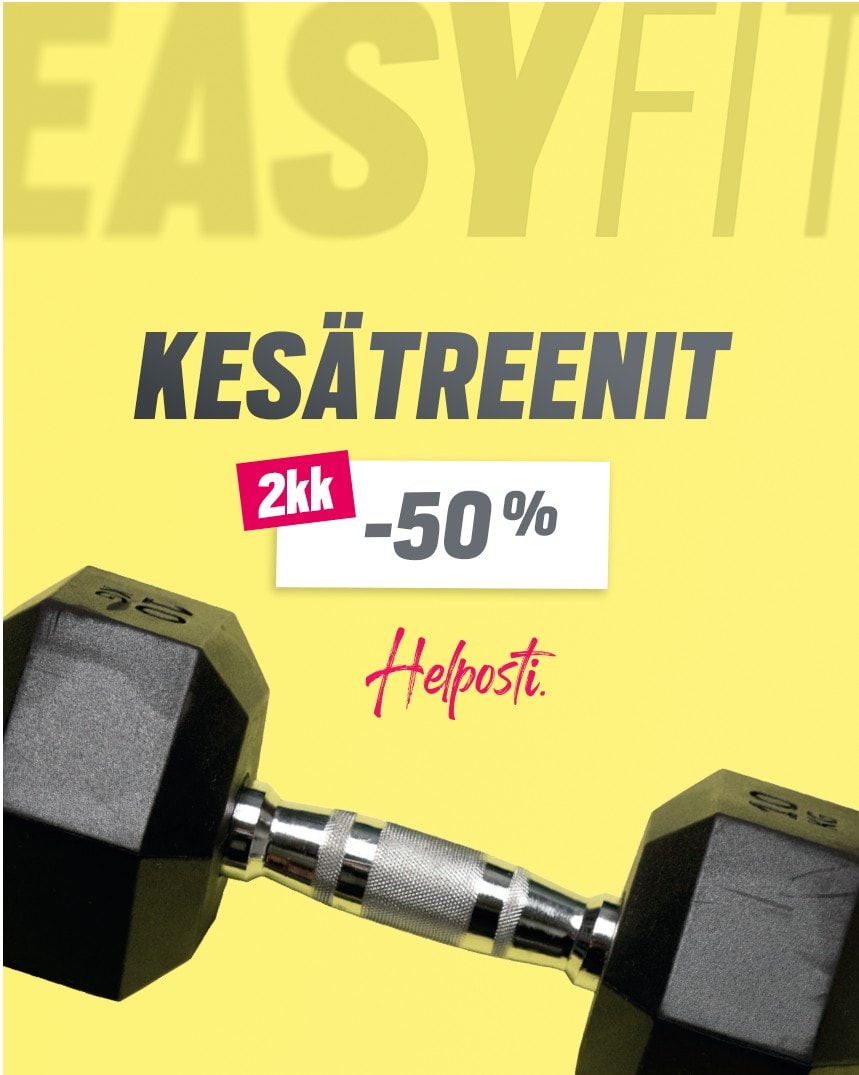 Kuntosalivälineet ja painot kesäale 50% alennuksella, hyvä kuntoilutarjous.