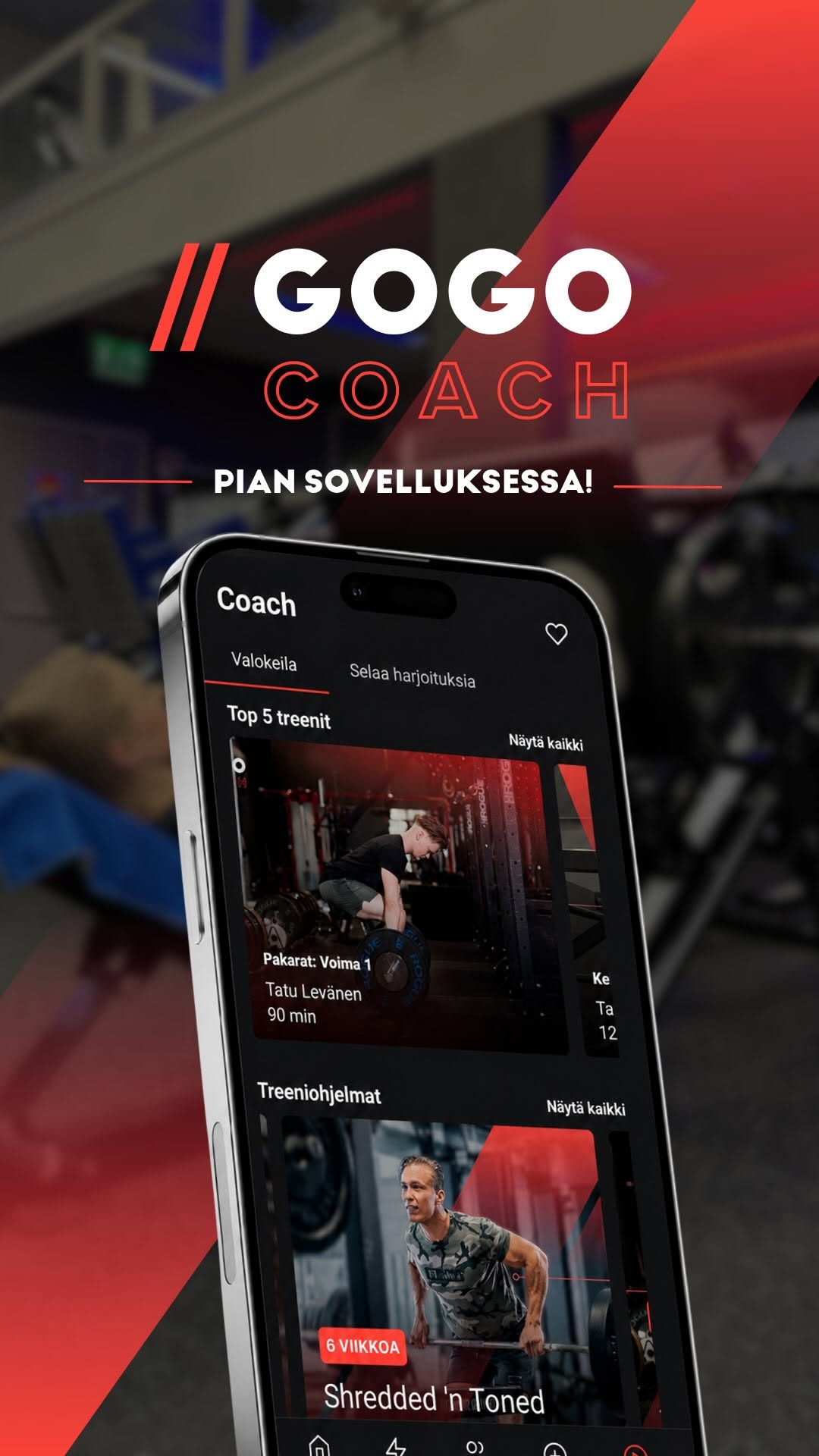 TULOKSIA & SELKEITÄ SUUNNITELMIA SUORAAN TASKUUSI? Lanseeraamme pian uuden GOGO Coachin suoraan omaan sovellukseemme – treeniohjelmat, suunnitelmalliset harjoitukset ja vinkit kulkevat mukanasi helposti puhelimessa, missä ikinä oletkin! Vähemmän jahkailua, enemmän selkeää tekemistä ja helpommin tuloksia. GOGO Coach päivittyy sovellukseen pian – pysy kuulolla! 🤩🙌🏼